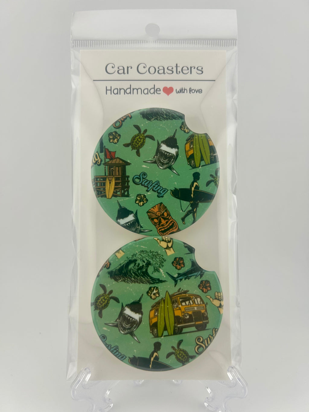 Let’s Go Surfing Car Coaster Set
